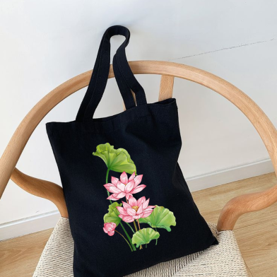 Fashionable Fabric Tote Bag With Zipper image