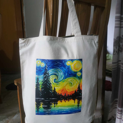 Fashionable Fabric Tote Bag With Zipper image