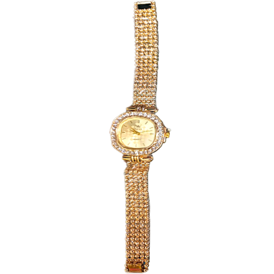 Fashionable Ladies Quartz Diamond Wristwatch - Golden image