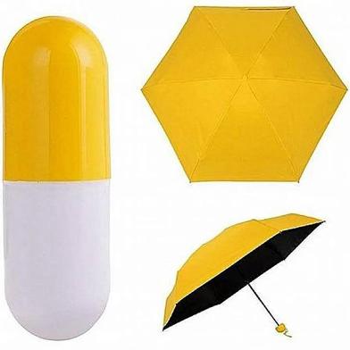 7 inch Mini Folding Umbrella with Cute Capsule Case - Yellow image