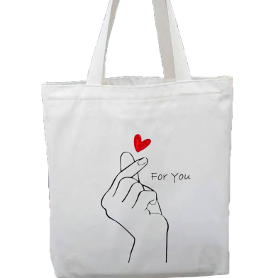 Fashionable White Fabric Tote Bag With Zipper image