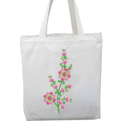 Fashionable White Fabric Tote Bag With Zipper image