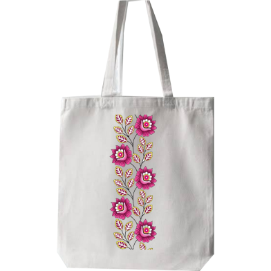 Fashionable White Fabric Tote Bag With Zipper image
