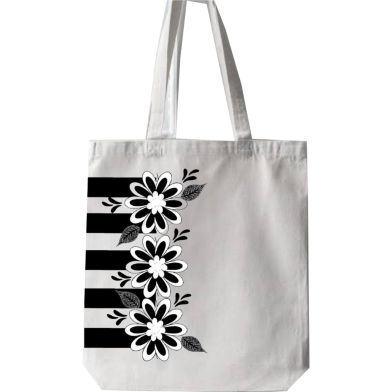 Fashionable White Fabric Tote Bag With Zipper image
