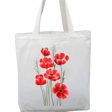 Fashionable White Fabric Tote Bag With Zipper image
