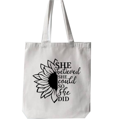 Fashionable White Fabric Tote Bag With Zipper image