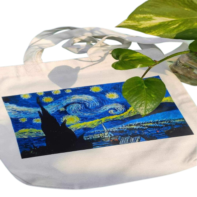 Fashionable White Fabric Tote Bag With Zipper image