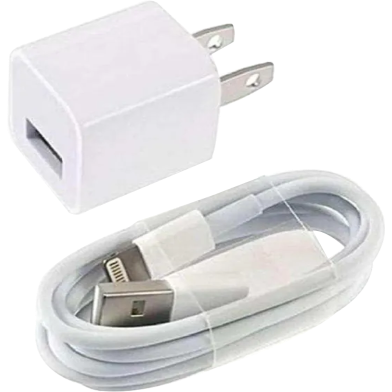 Fast Charger with Cable for Iphone 5, 6, 7 (White) image