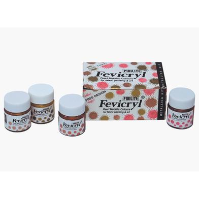Fevicryl Acrylic Colour- Pearl Metallic Kit - 60 ml (2 Gold, 1 Sliver, 1Bronze, 1 Rust, 1 Copper) image
