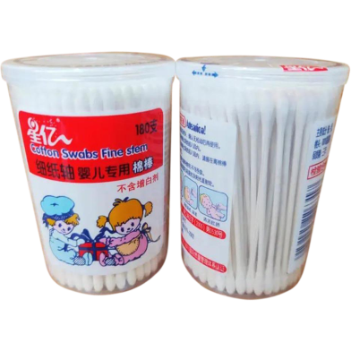 Fexja Baby Paper Cotton Swabs Fine Stem Buds- CN 180pcs -1Dibba image