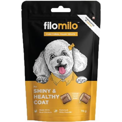 Filomilo Dog Functional Filled Treats Shiny and Healthy Coat 70 gm image