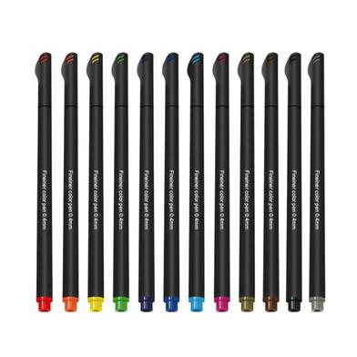 Fineliner Color Pen Set 12 Porous Fine Point Pen Markers 0.4mm Drawing Writing (12 Colors) image