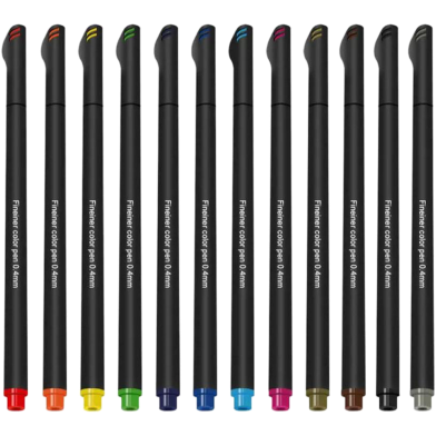 Fineliner Color Pen Set 12 Porous Fine Point Pen Markers 0.4mm Drawing Writing (12 Colors) image