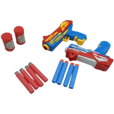 Fires Foam Shooter Soft Bullet Blaster Space Toy Double Nub Gun nub gun double xh669 Multicolor Non Brand Rokomari