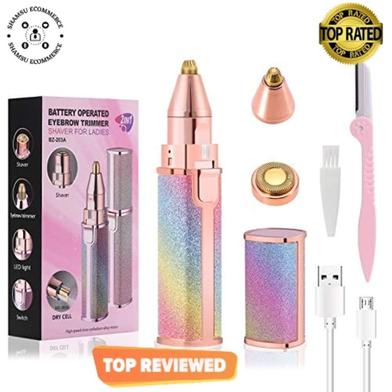 Flawless Hair Remover,Electric Eyebrow Trimmer 2 In 1 Electric Eyebrow Trimmer,Hair Removing Machine 2in1- Electric Shaver For Women image