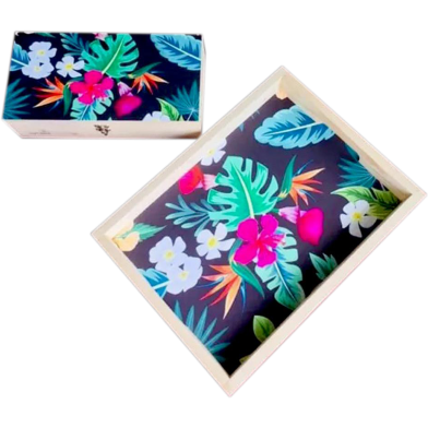 Floral Tray Plus Tea Box, Combo Set image