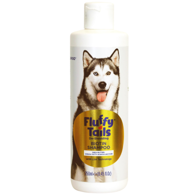 FluffyTails De-Shedding BIOTIN Shampoo for Dogs and Cats, Moisturizing, Anti-Hair Fall, SLS Free, Paraben Free, Floral Fragrance, 250 mL image