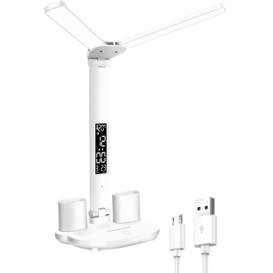 Folding Double Headed Table Lamp With Pen Holder image