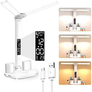 Folding Double Headed Table Lamp With Pen Holder image