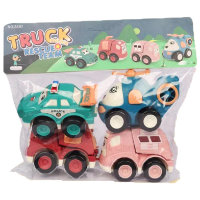 Food Grade Mini Plastic Pull and Back Car Set For Kids Gift 4 Pcs(car_4pcs_br_3) image