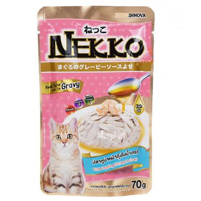 Nekko Foodinnova Adult Pouch Wet Cat Food Tuna Topping Shrimp In Gravy 70g image