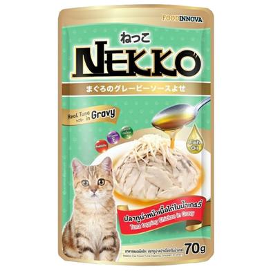 Nekko Foodinnova Adult Pouch Wet Cat Food Tuna Topping Chicken In Gravy 70g image