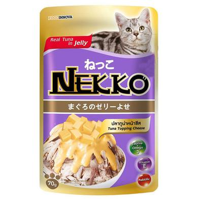 Nekko Foodinnova Adult Pouch Wet Cat Food Tuna Topping Cheese In Jelly 70g image