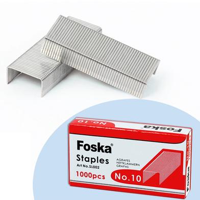 Foska High Quality No. 10 Staples For Office - 1000 Pcs image
