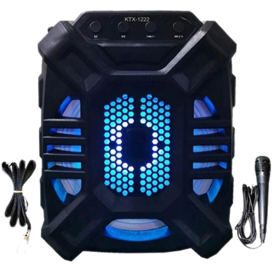 Free Microphone KTX-1222 Portable Wireless Speaker MicroSD Card Pendrive FM Supported Big Bass - Bluetooth Speaker image