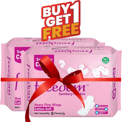 Freedom Sanitary Napkin Heavy Flow Cotton 8 pads (Buy 1 Get 1 Free) image