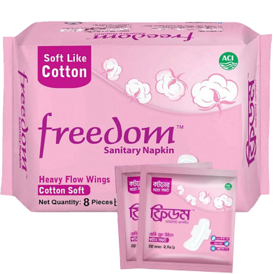 Freedom Sanitary Napkin Heavy Flow Cotton 8 Pads (Buy 1 Get 2 Pcs Cotton 2 Pads FREE) image