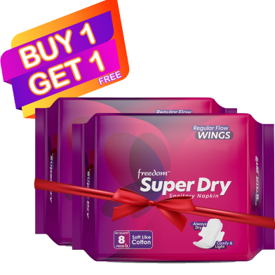 Freedom Sanitary Napkin Heavy Flow Cotton 8 pads (Buy 1 Get 1 Free) image