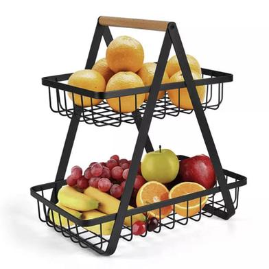 Fruit Basket Rack, 2-Layer, Metal Fruit Storage Basket, Washable and Rustproof Fruit Bowl, Used To Store and Organize Fruits and Vegetable image