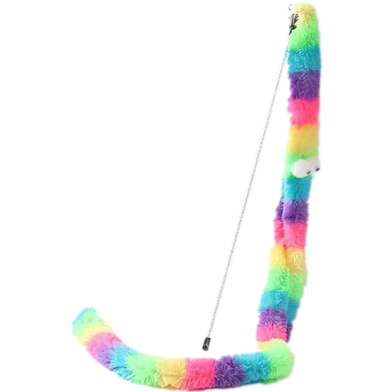 Funny Cat Stick Toy Bell Caterpillar Interactive Teaser Wand (Rainbow) image