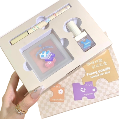 Funny Puzzle Makeup Gift Box - Black Eyeliner Pen, Glitter Liquid Eyeshadow, Matte Eyeshadow Palette image