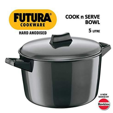 Futura Hard Anodised Cook-n-Serve Bowl 5 L, 23 cm, 4.06 mm image