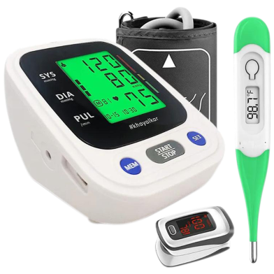 GALAXY Essential Health-check Kit Digital BP Checking Machine, Digital Thermometer and Digital Pulse Oxmeter, Combo of 3 image