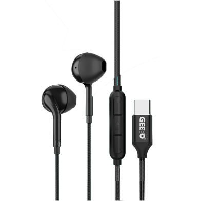 GEEOO TC-555 Type-C Half In-Ear Wired Earphone Black image