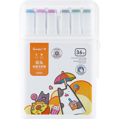 GUANGBO Markers Sets 36 Colors Sketching Markers Double Head Alco. Based Felt Tip Pen Art School Supplies Drawing Set For Artists image