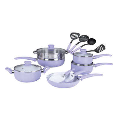 Canton Fair Aluminum Nonstick Cookware 7PC Purple Pots and