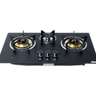 Gazi TG-203 Smiss Tampered Glass Brass Burner NG Gas Stove image