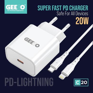 Geeoo C20 PD- Lightning SUPER FAST CHARGER SET image