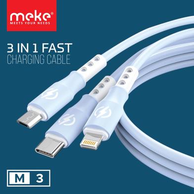 Geeoo Meke M3 3-in-1 Soft Skin 6A Charging Cable-Blue image