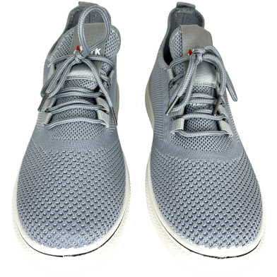 Gents Grey Color Mesh Knitting Lightweight Breathable Slip On Walking Shoes Casual Comfortable Workout Sneakers image