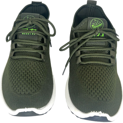 Gents Olive Color Mesh Knitting Lightweight Breathable Slip On Walking Shoes Casual Comfortable Workout Sneakers image