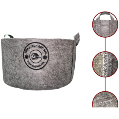 Geo Fabric Grow Bags | High Quality Geo Grow Bag | Gray – 600GSM | Small Round Bed 24x8 Inch image