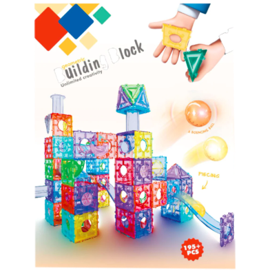 Geometric Building Blocks Unlimited Creativity for Kids- 195 Pcs image