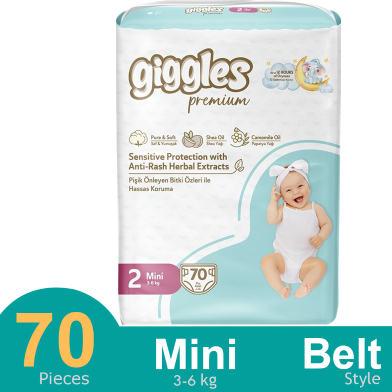 Giggles Premium Belt System Diaper Anti Rash (Mini) (3-6 Kg) (70 Pcs) image