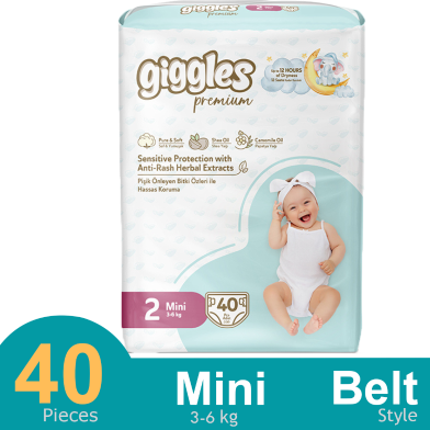 Giggles Premium Belt System Baby Diaper (Mini) (3-6 Kg) (40 Pcs) image