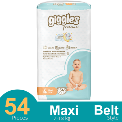 Giggles Premium Belt System Baby Diaper (Maxi) (7-18 Kg) (54 Pcs) image